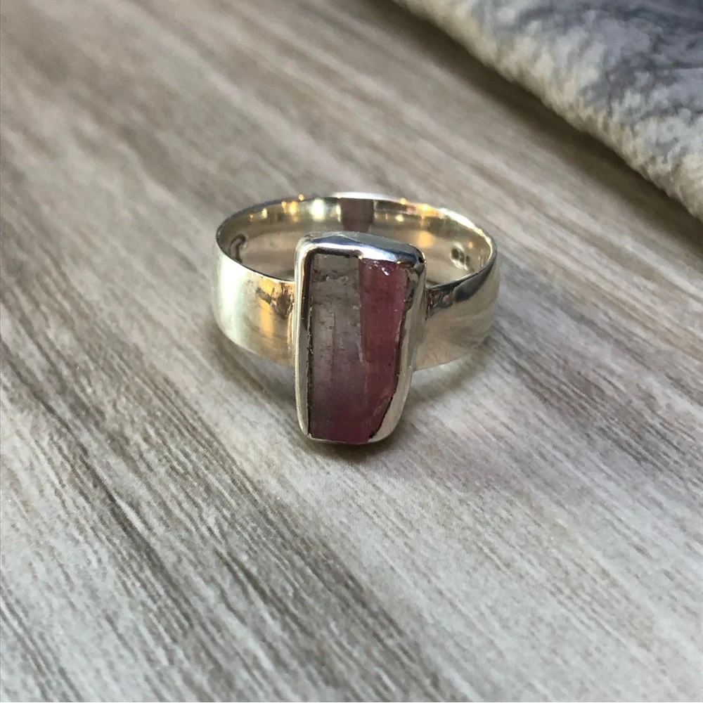 Raw Tourmaline Sterling Ring - Picture 8 of 11